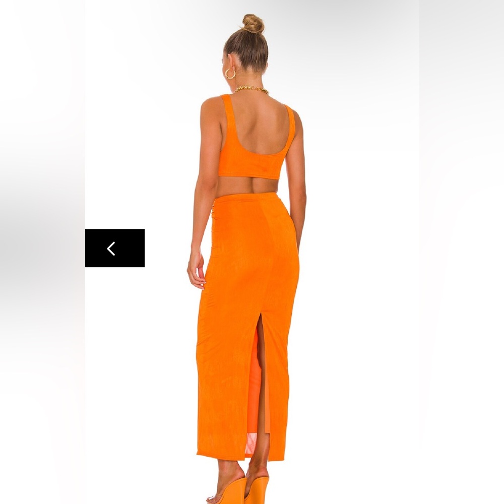 NWT Superdown joana two piece skirt set orange tangerine neon maxi - Picture 3 of 7